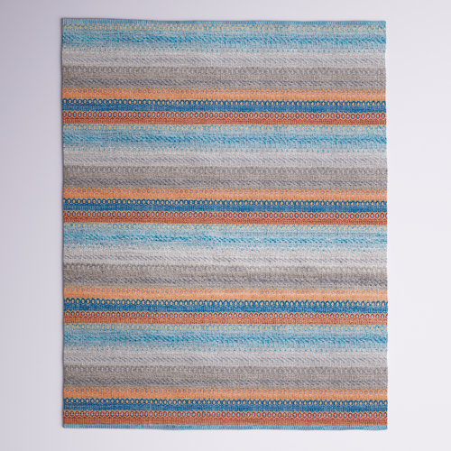 Wade Logan® Aeriss Flatweave Cotton Blue/Gray/Orange Rug & Reviews